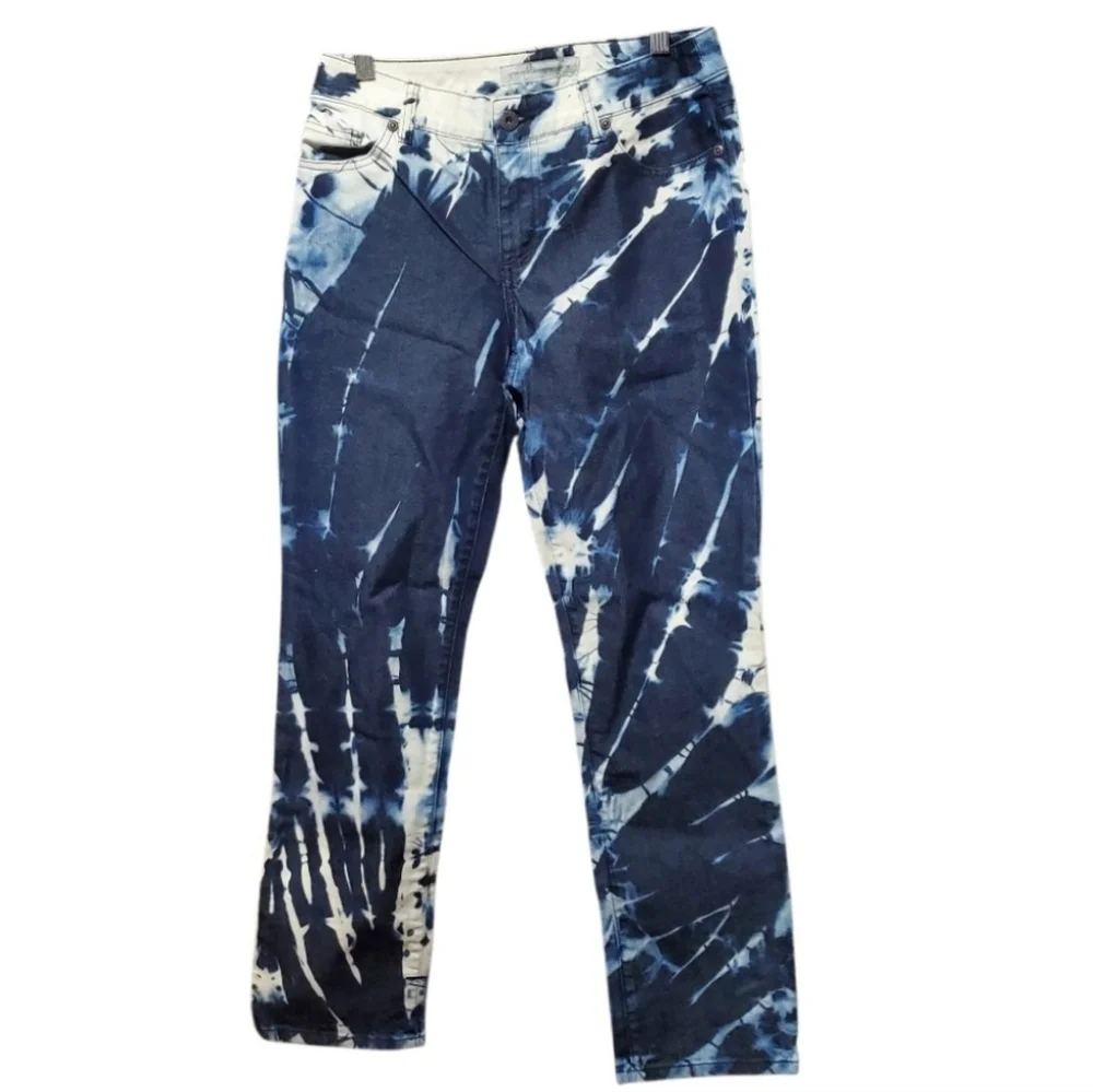 Chico's Women's Demin Indigo Blue Reverse Tie-Dye Jeans Size 0 Short - Picture 14 of 14